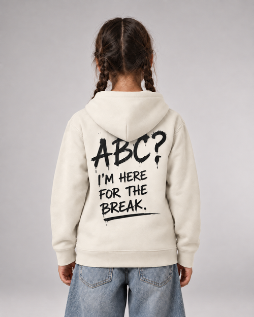 ABC? Kids Hoodie Ivory – Rückenansicht getragen