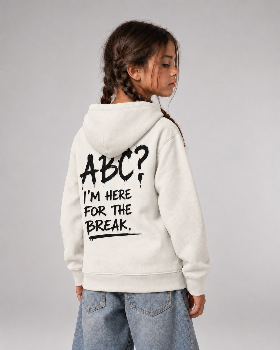 ABC? Kids Hoodie Ivory – Dreiviertel-Rückenansicht