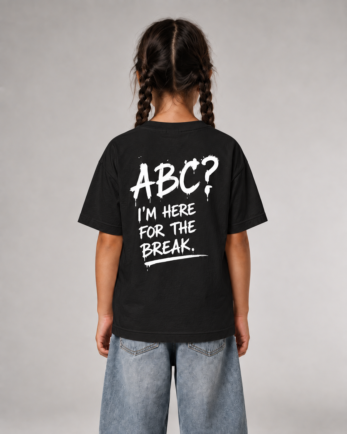 ABC? Kids Shirt – Black – Rückenansicht Halfbody