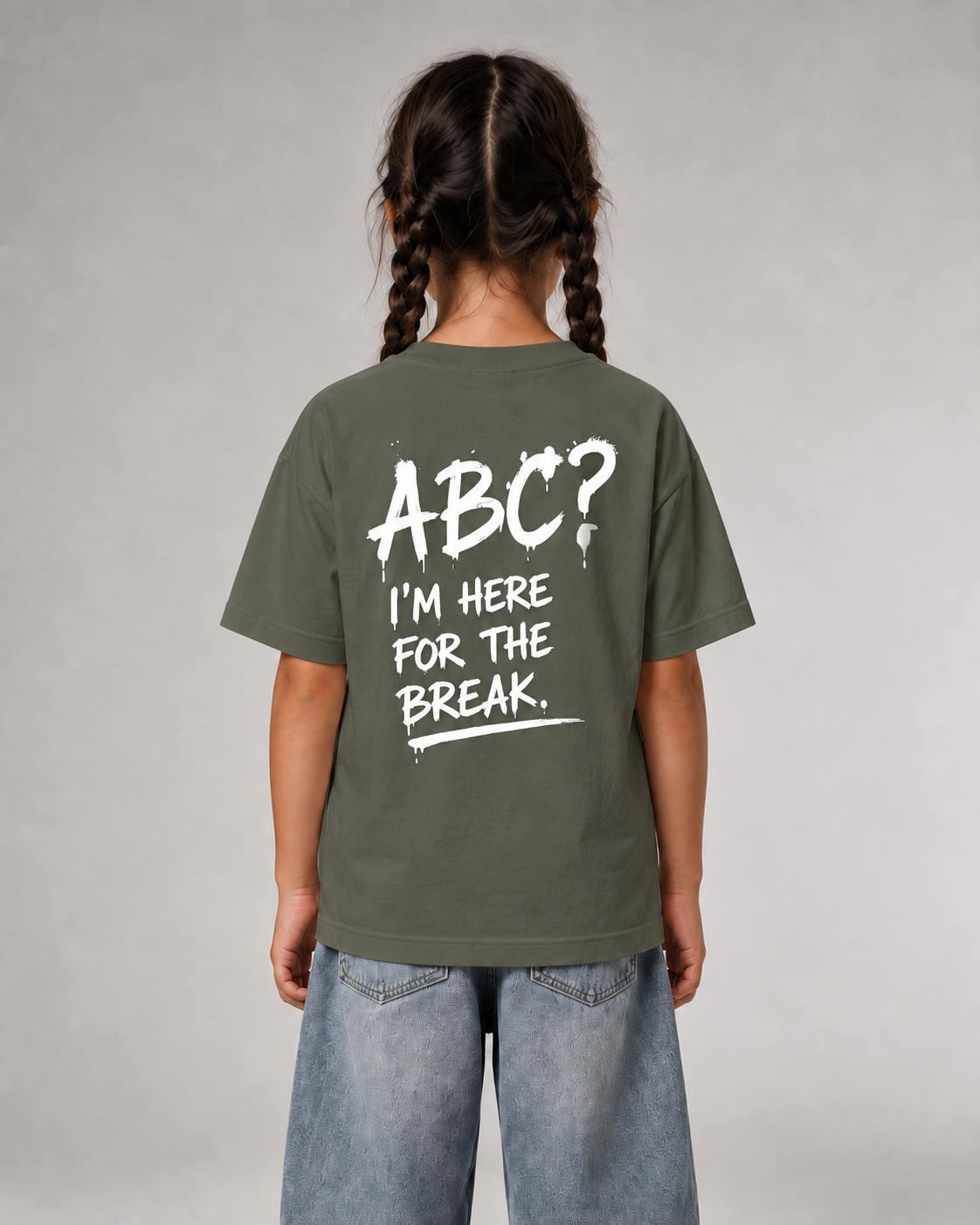ABC? Kids Shirt – Organic Khaki – Rückenansicht Halfbody