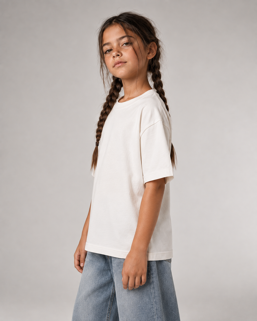 ABC? Kids Shirt – White – Seitenansicht zur Passform