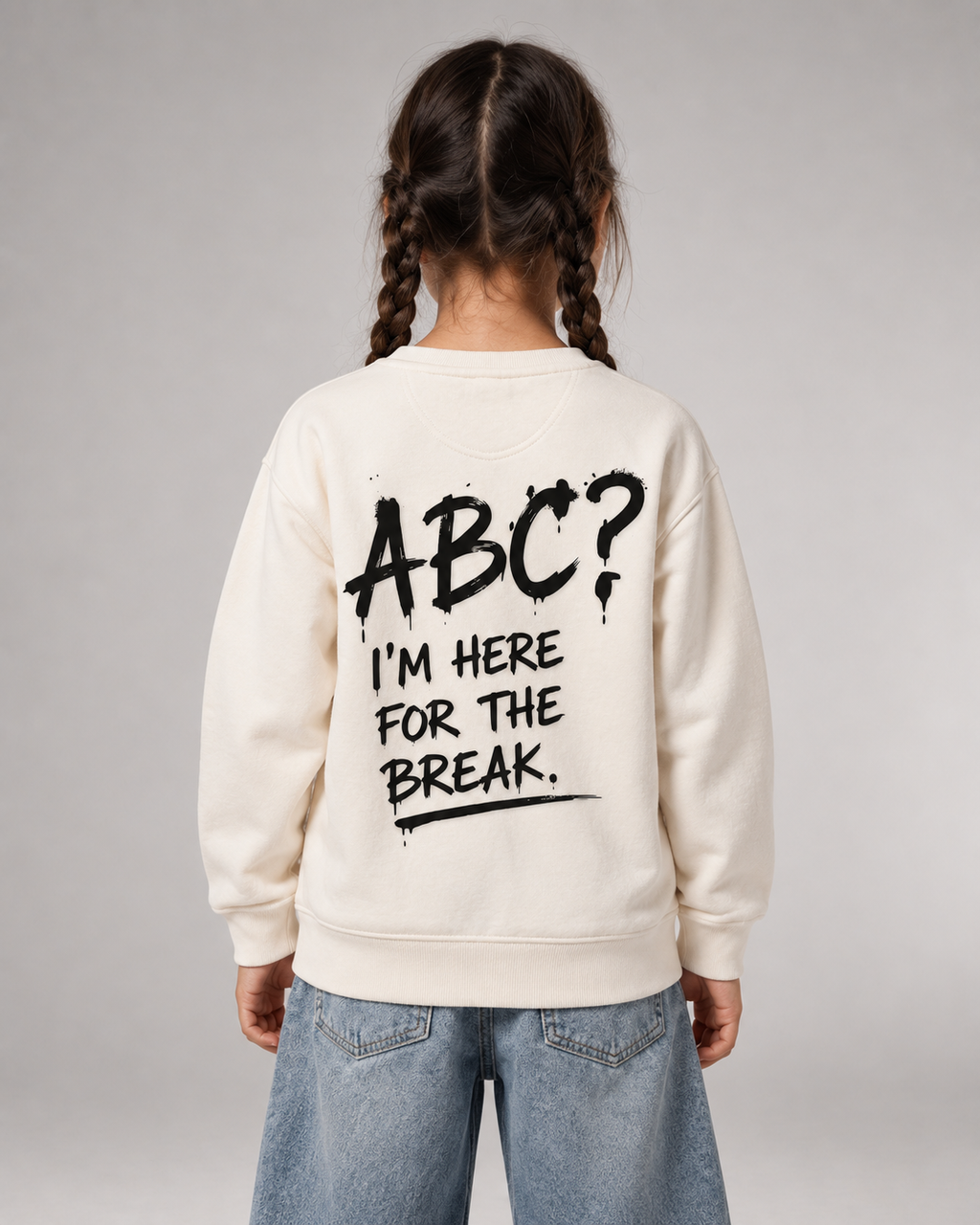 ABC? Kids Sweater in Ivory – Rückansicht getragen