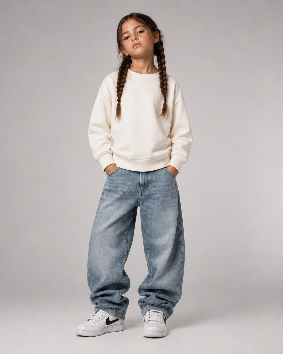 ABC? Kids Sweater in Ivory – Ganzkörper-Vorderansicht