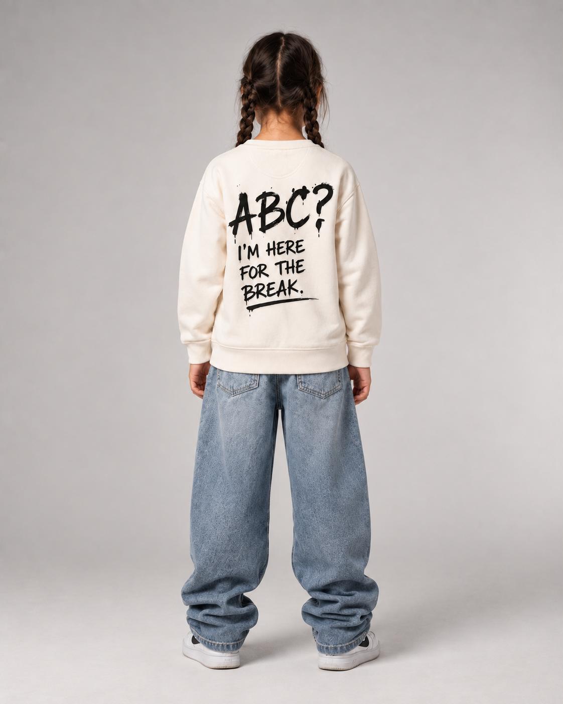 ABC? Kids Sweater in Ivory – Ganzkörper-Rückansicht