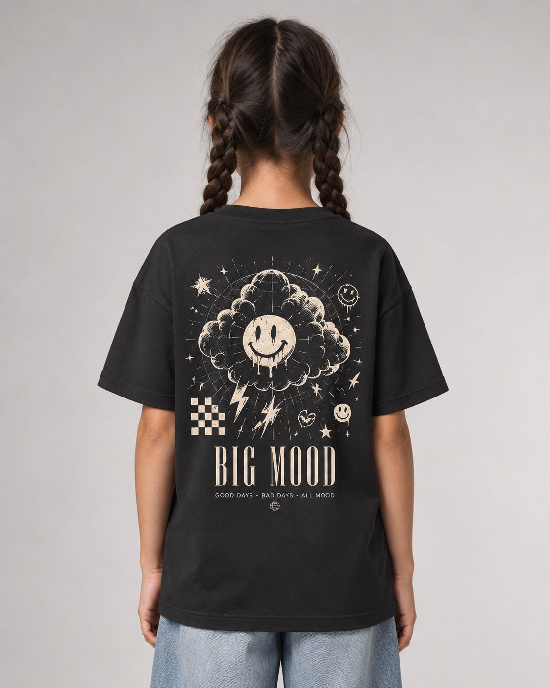 BIG MOOD Kids Shirt – Black – Rückenansicht Halfbody