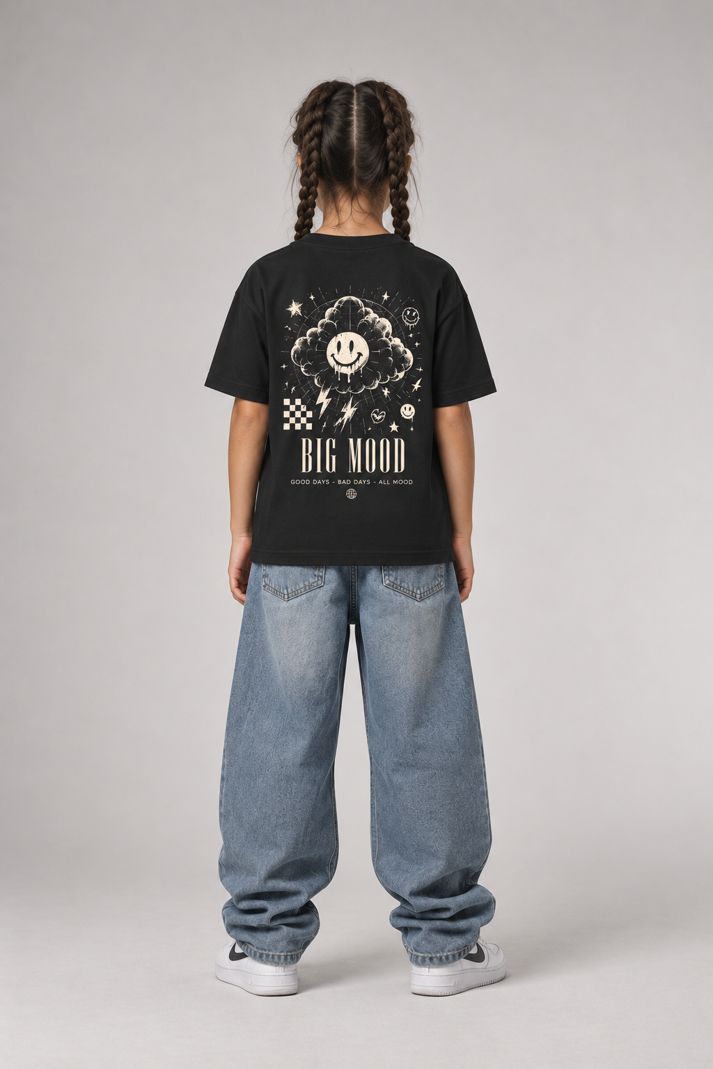 BIG MOOD Kids Shirt – Black – Rückenansicht Fullbody