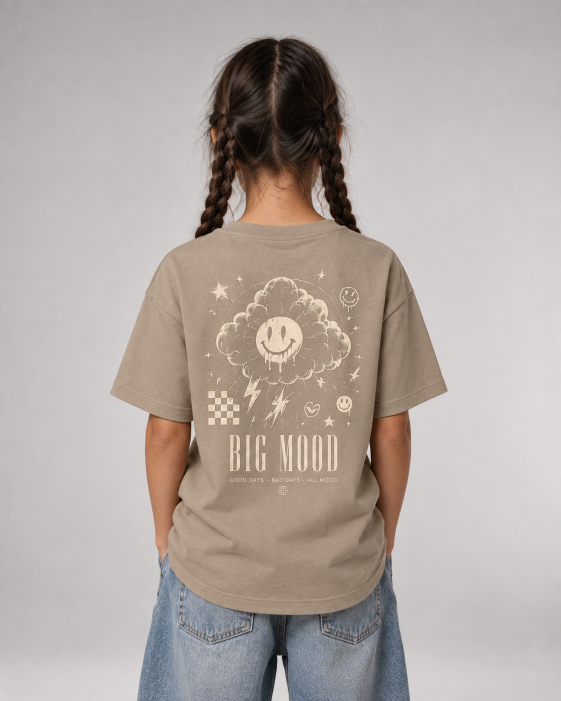BIG MOOD Kids Shirt – Wet Sand – Rückenansicht Halfbody