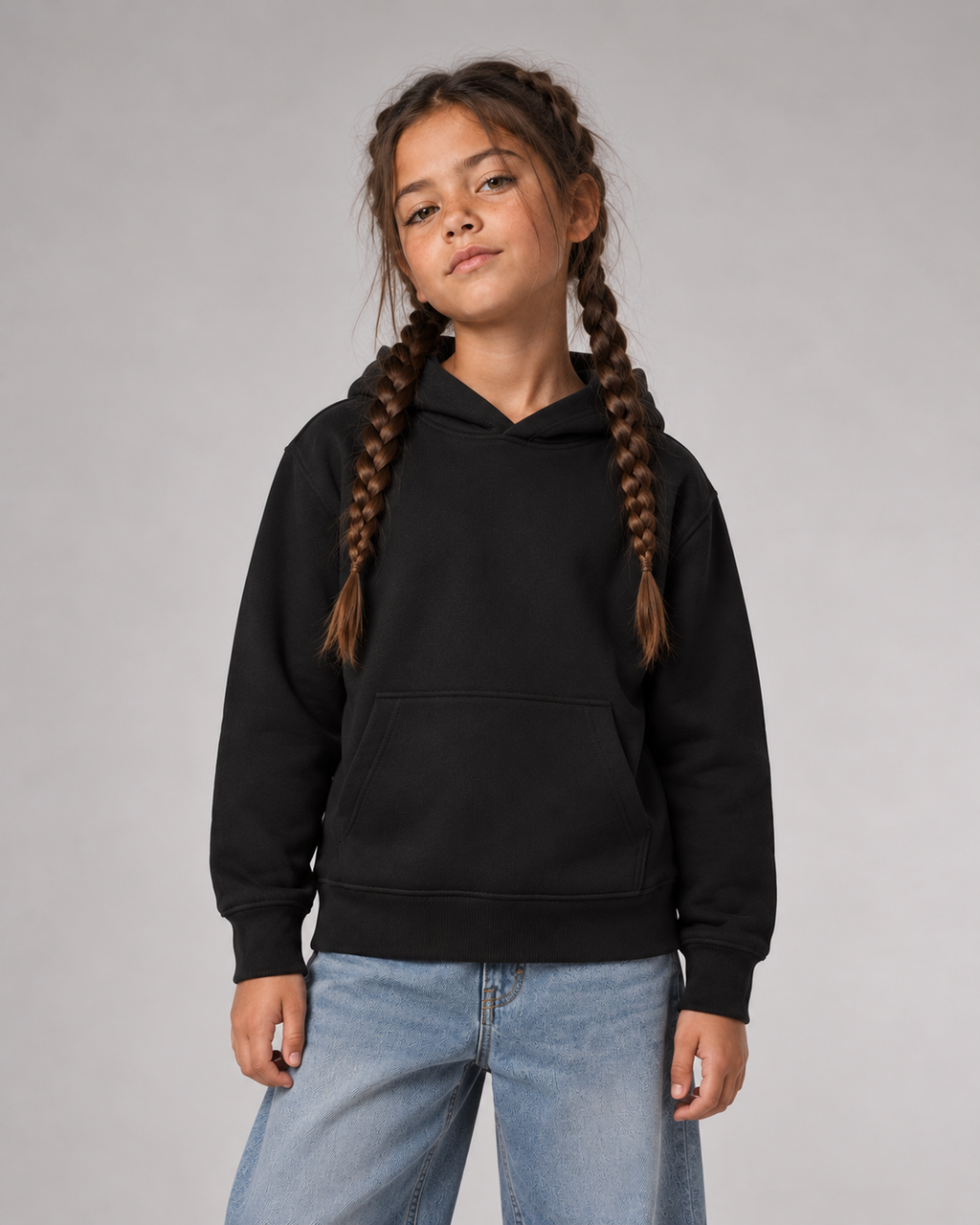 BELOUD Birthday Kids Hoodie in Black – Vorderansicht mit Kapuze und Kängurutasche