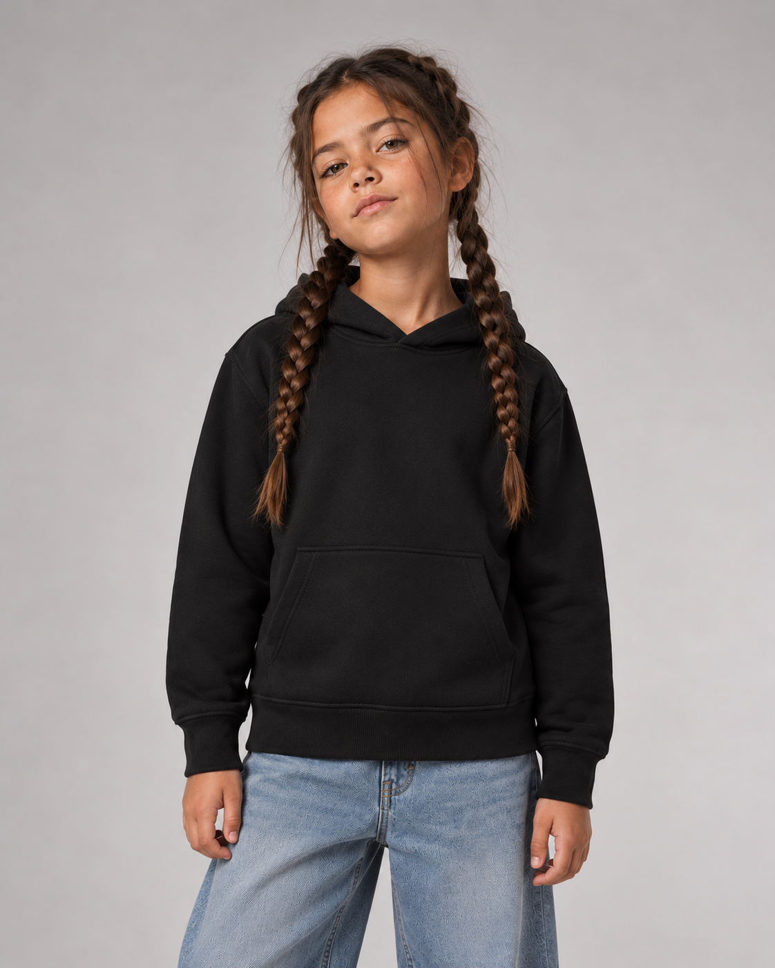 BELOUD Birthday Kids Hoodie in Black – Vorderansicht mit Kapuze und Kängurutasche