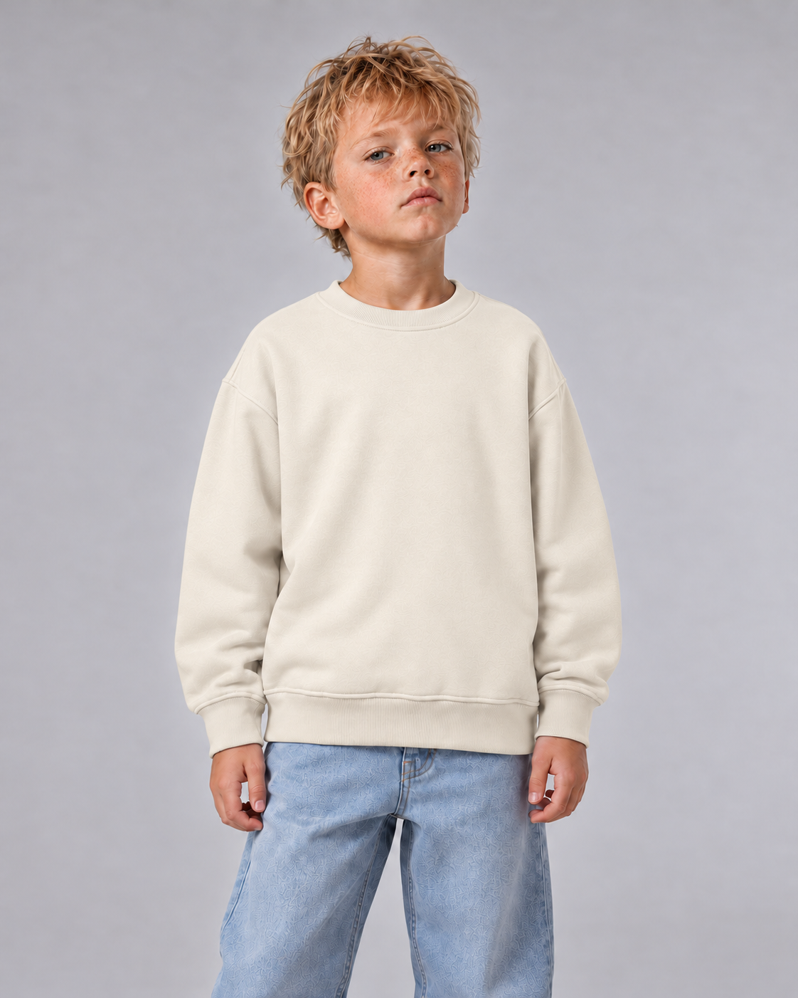 BELOUD BIRTHDAY Kinder-Sweater in Ivory – front halfbody ohne Frontprint