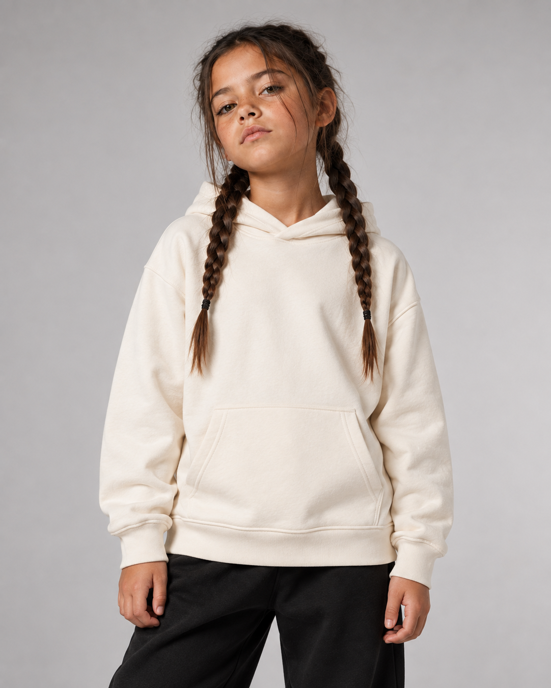 CLASS OF 27 Kids Hoodie – Ivory – Frontansicht Halfbody