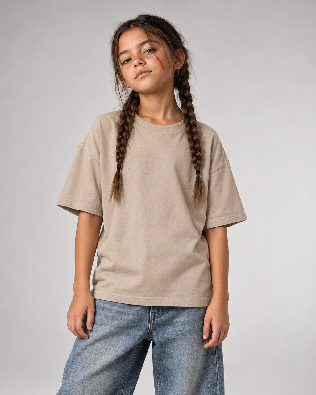 CLASS OF 27 Kids Shirt – Wet Sand – Frontansicht Halfbody