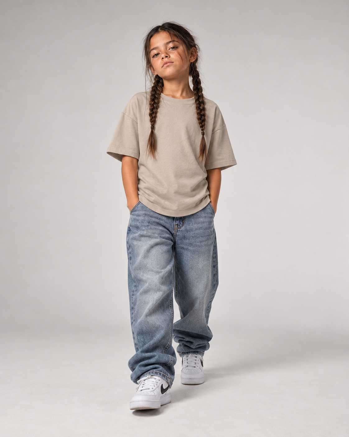 CLASS OF 27 Kids Shirt – Wet Sand – Frontansicht Fullbody