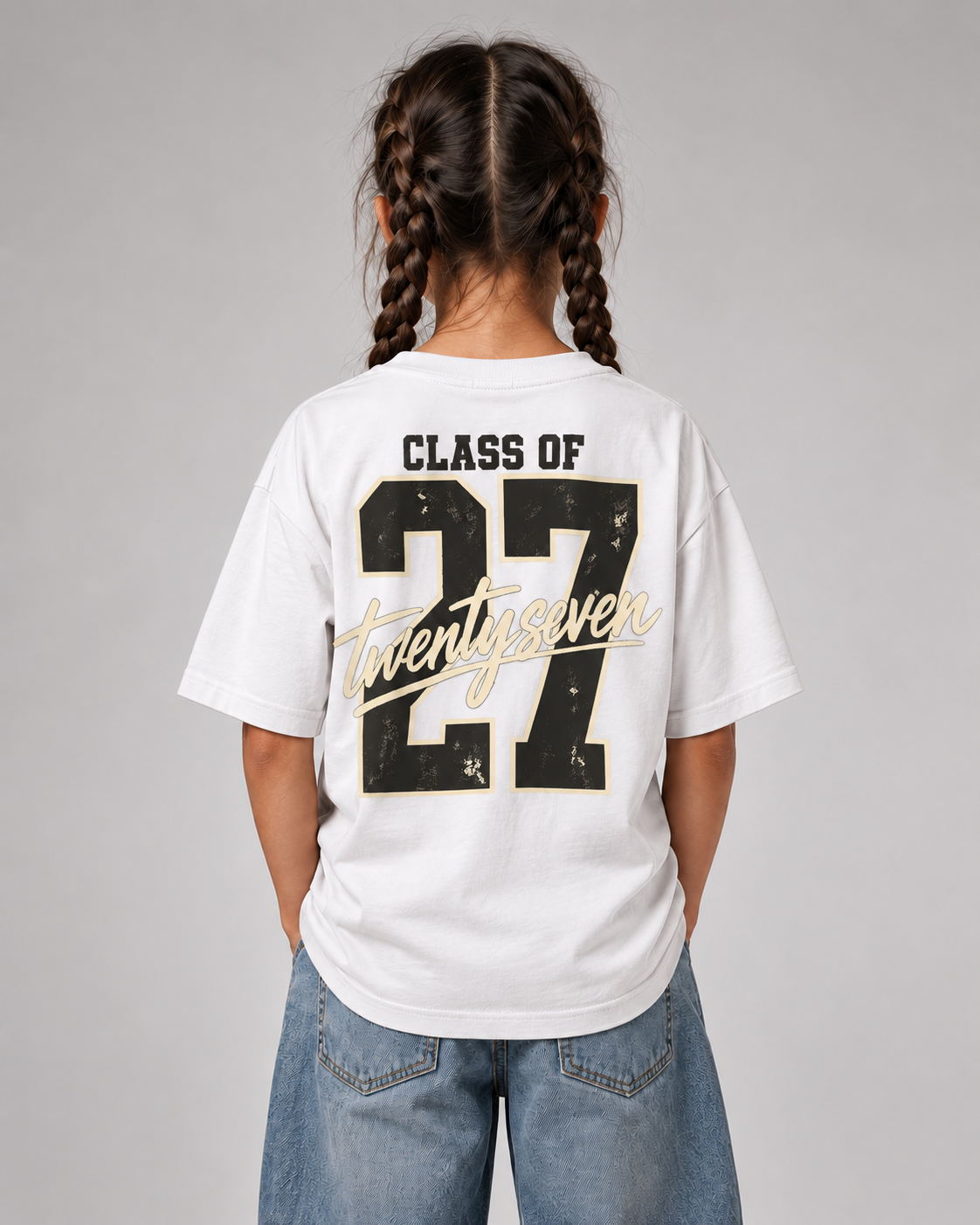 CLASS OF 27 Kids Shirt – White – Rückenansicht Halfbody