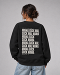 GUCK MAL MAMA Eltern Oversize Sweater – Black – Rückenansicht Halfbody