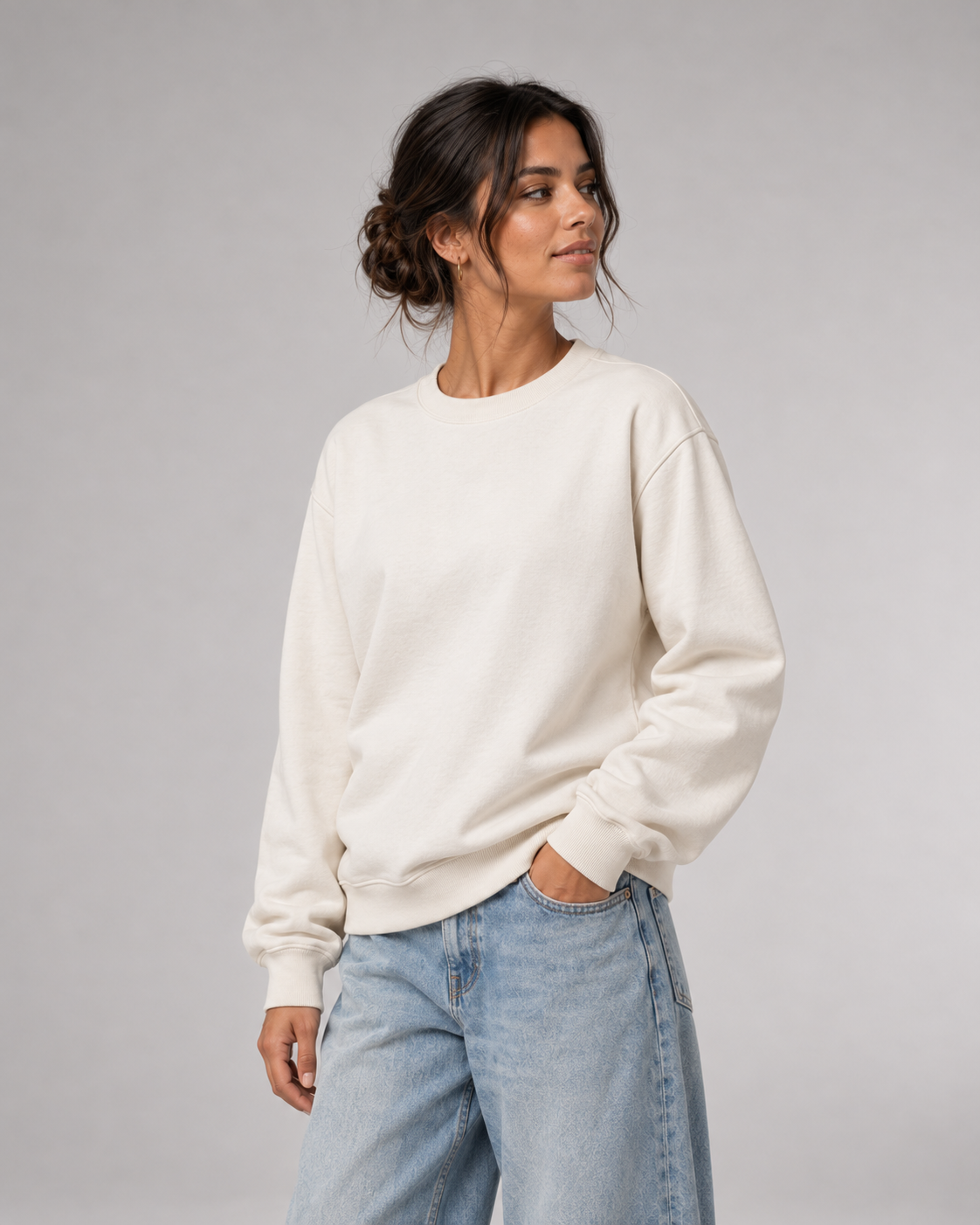 GUCK MAL MAMA Eltern Oversize Sweater – Ivory – Seitlicher Fit