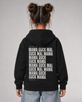 GUCK MAL MAMA Kids Hoodie Black – Rückenansicht Halfbody