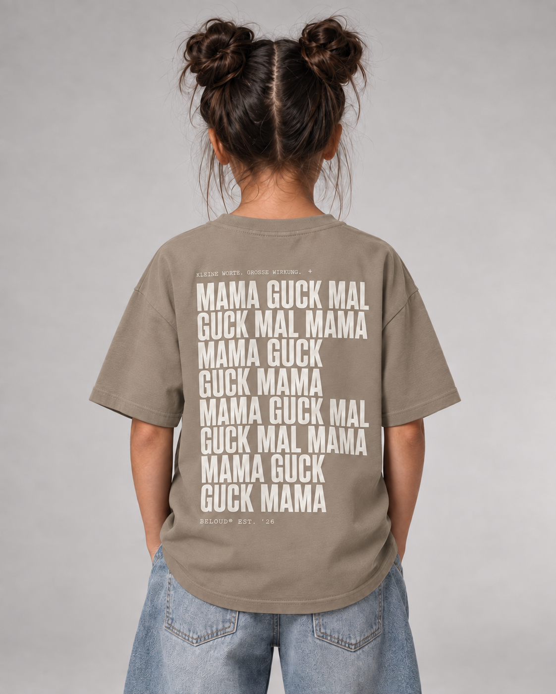 GUCK MAL MAMA Kids Shirt Wet Sand – Rückenansicht Halfbody