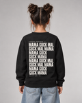 BELOUD GUCK MAL MAMA Kids Sweater in Black – Rückenansicht mit Statement-Print