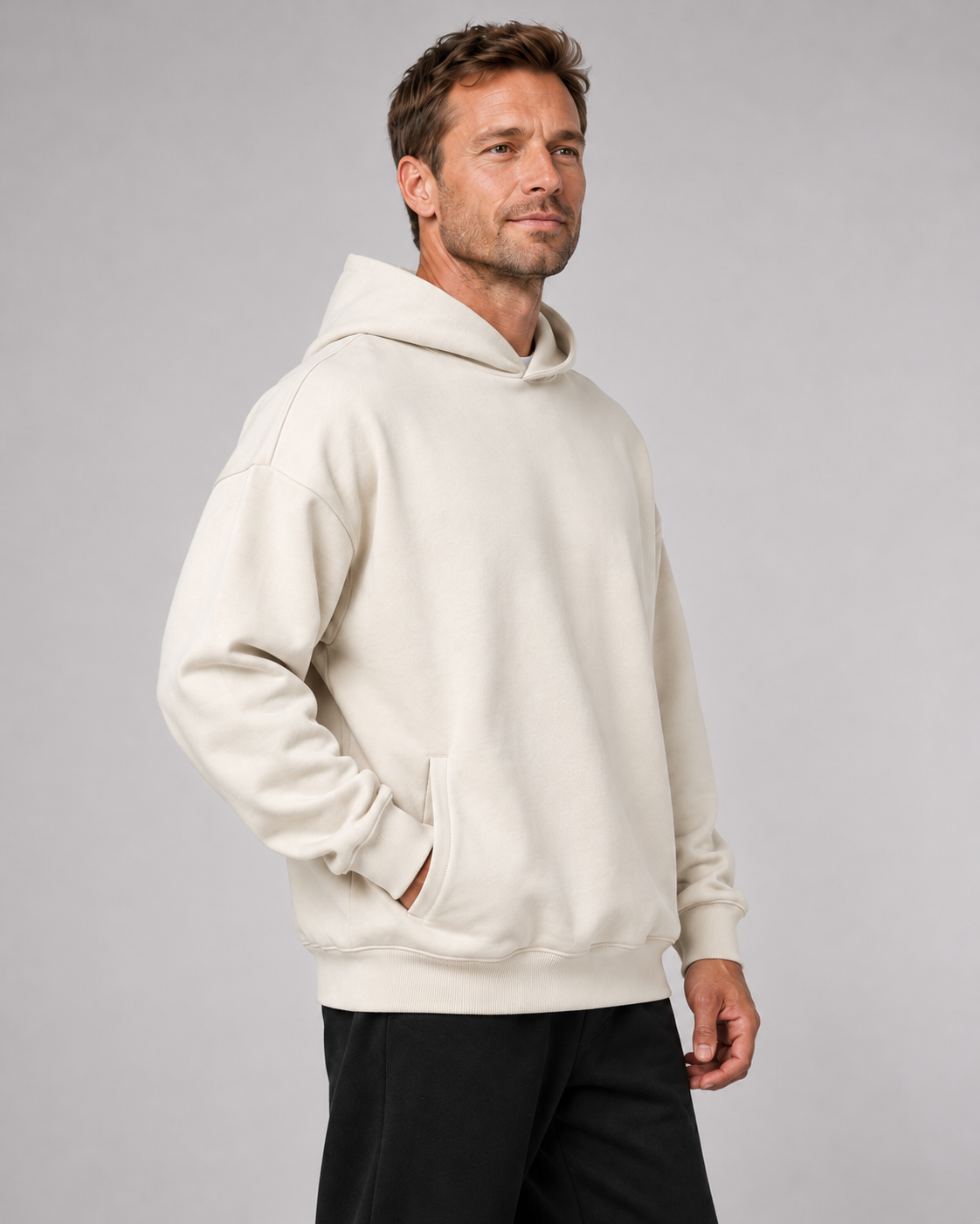 GUCK MAL PAPA Eltern Oversize Hoodie – Ivory – Seitlicher Fit
