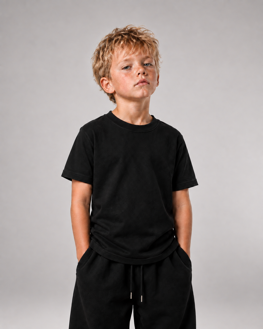 GUCK MAL PAPA Kids Shirt – Black – Frontansicht Halfbody