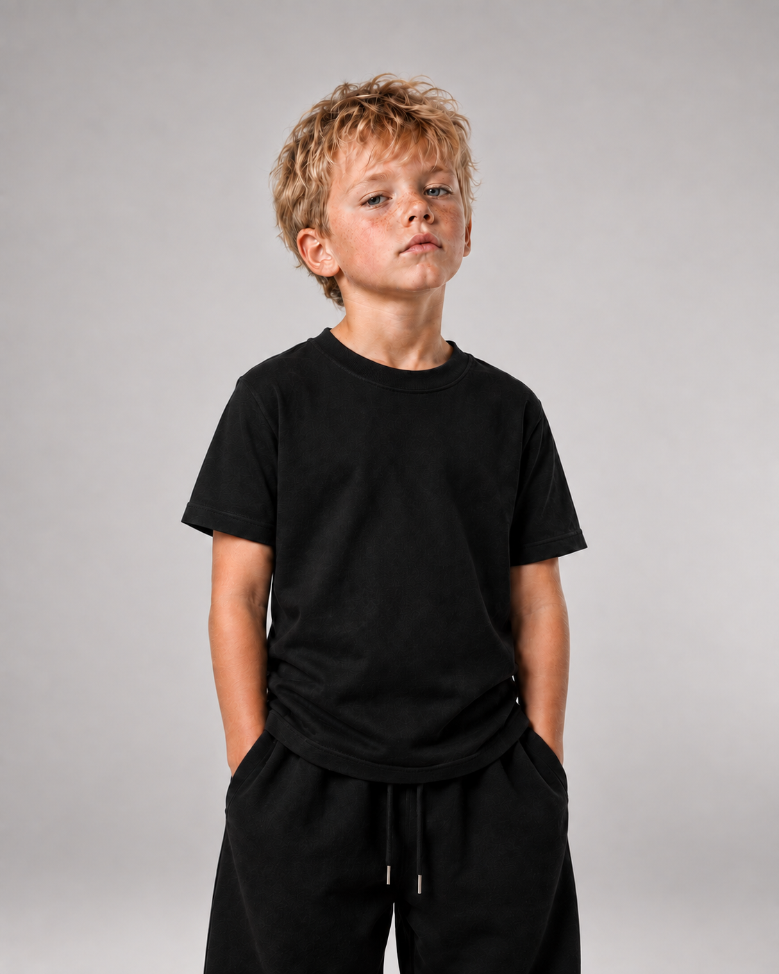GUCK MAL PAPA Kids Shirt – Black – Frontansicht Halfbody