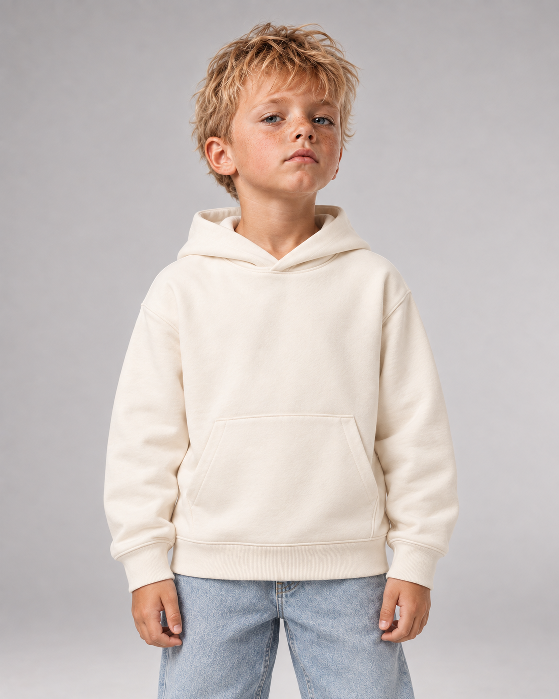 I SAW A DOG Kids Hoodie – Ivory – Frontansicht Halfbody