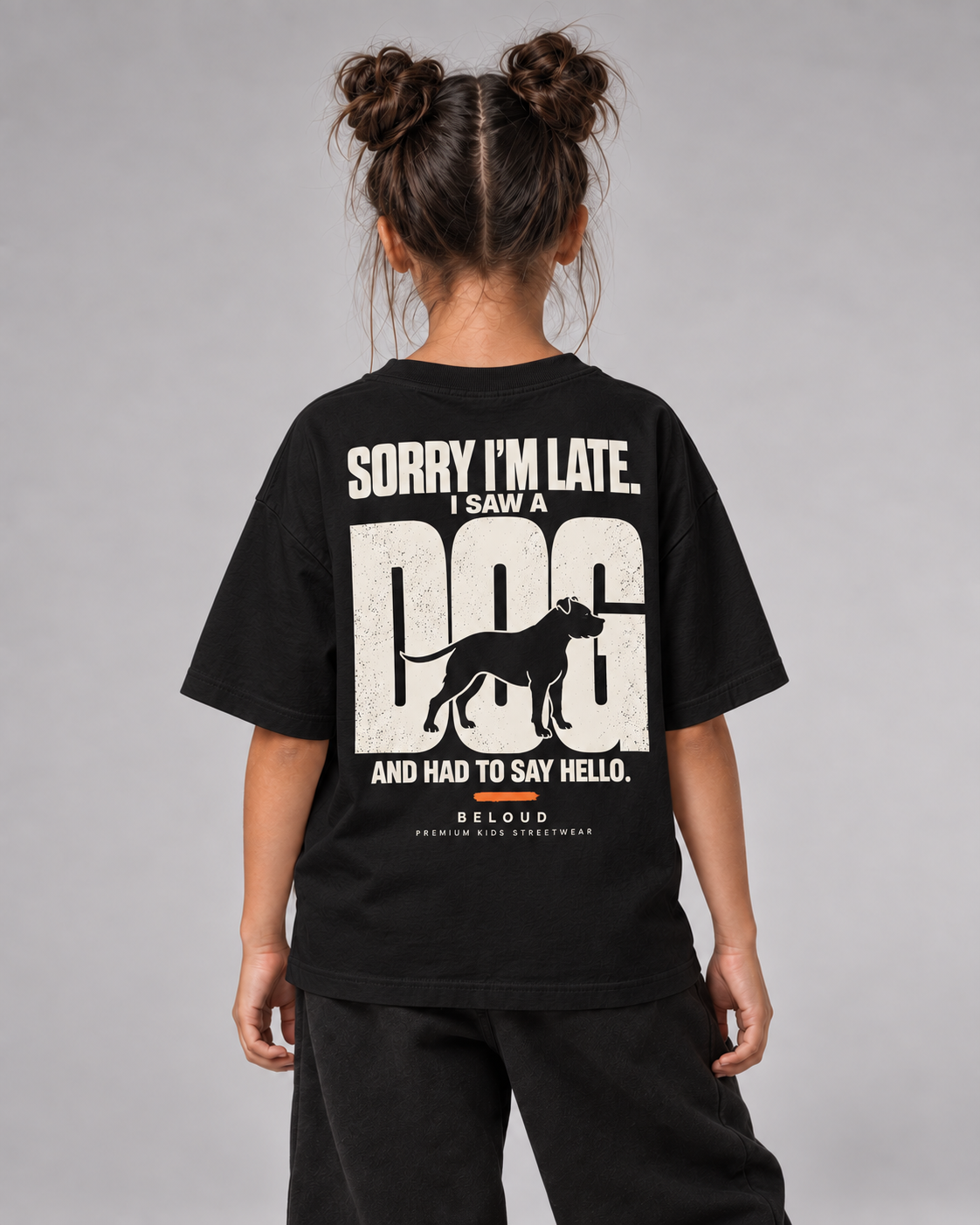 I SAW A DOG Kids Shirt – Black – Rückenansicht Halfbody