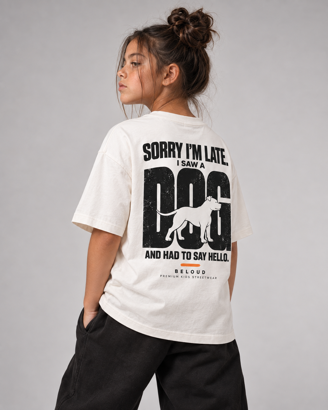 I SAW A DOG Kids Shirt – White – Dreiviertel-Rückenansicht