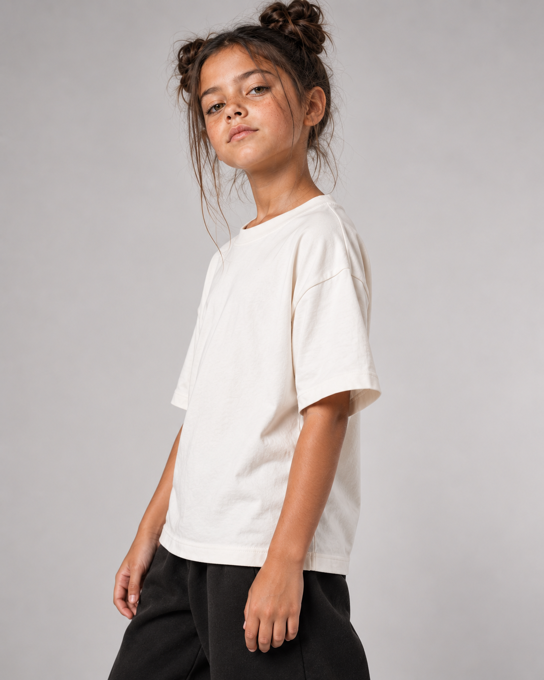 I SAW A DOG Kids Shirt – White – Seitenansicht Fit