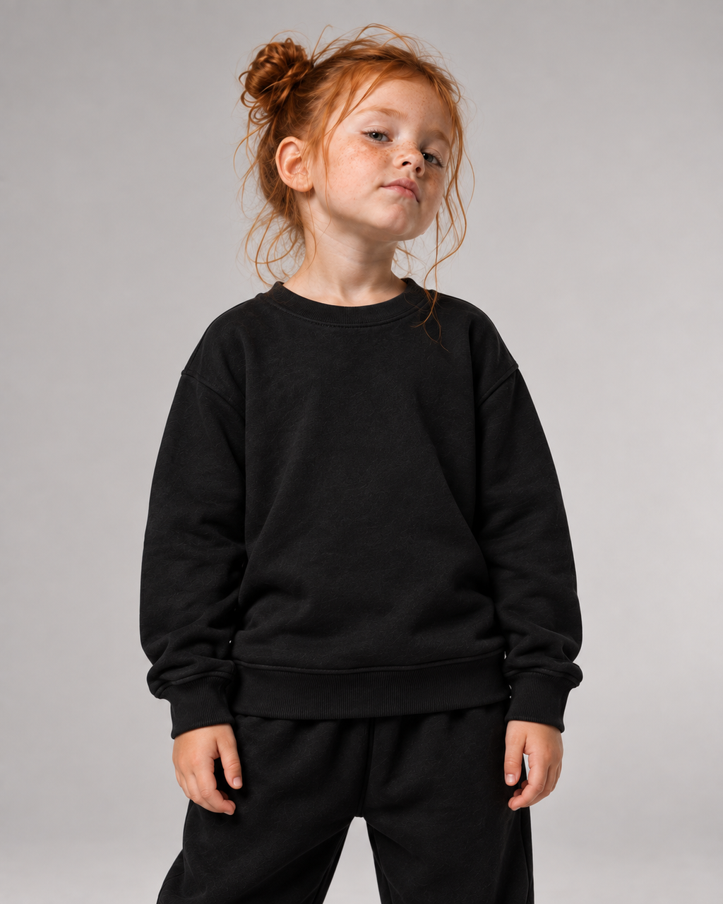 I SAW A DOG Kids Sweater – Black – Frontansicht Halfbody