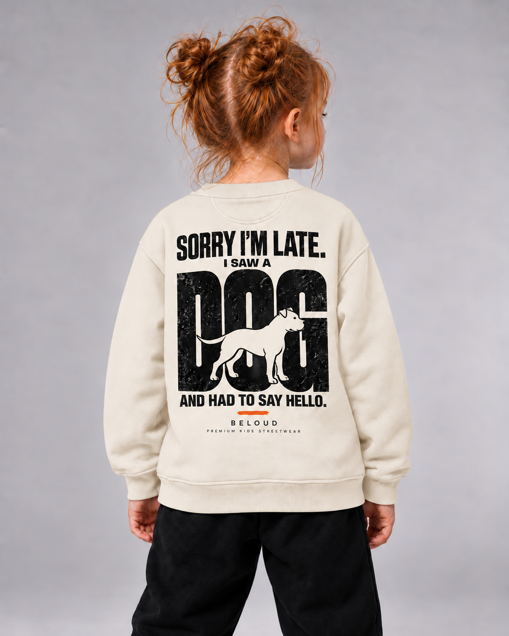 I SAW A DOG Kids Sweater – Ivory – Rückenansicht Halfbody