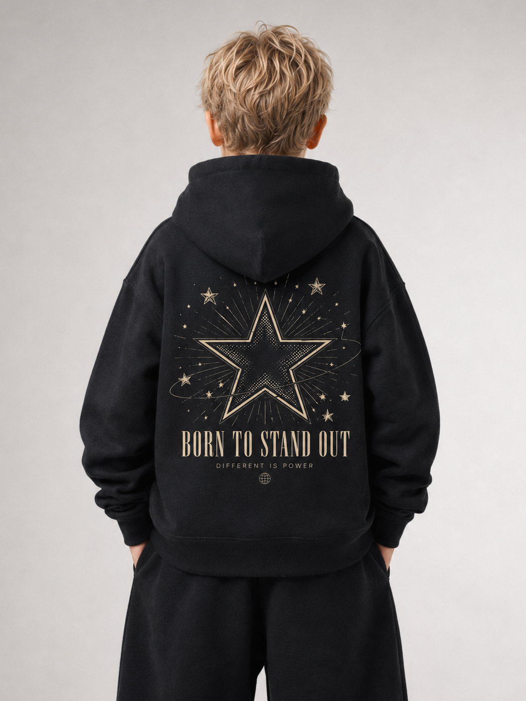 BORN TO STAND OUT Oversize Hoodie von BELOUD – Premium Kids-Streetwear