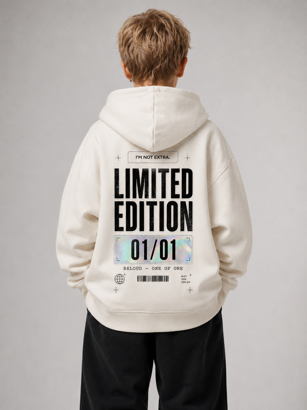 LIMITED EDITION Oversize Hoodie in Ivory von BELOUD – Premium Kids-Streetwear