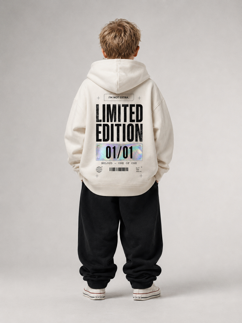 LIMITED EDITION Oversize Hoodie in Ivory von BELOUD – Premium Kids-Streetwear