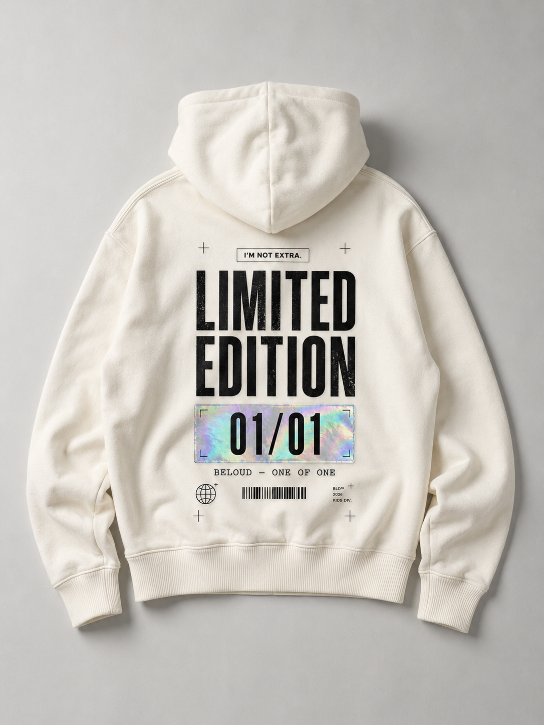 LIMITED EDITION Oversize Hoodie in Ivory von BELOUD – Premium Kids-Streetwear