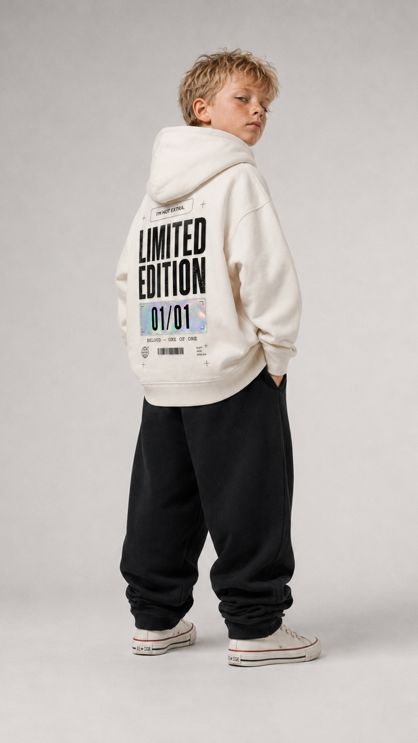 LIMITED EDITION Oversize Hoodie in Ivory von BELOUD – Premium Kids-Streetwear