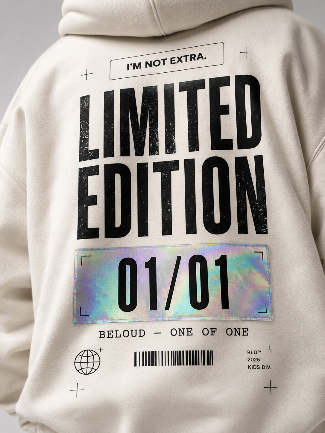 LIMITED EDITION Oversize Hoodie in Ivory von BELOUD – Premium Kids-Streetwear