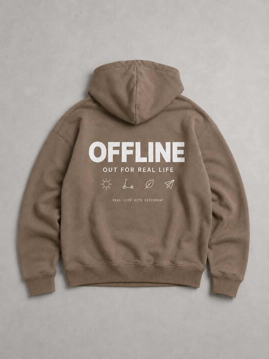 OFFLINE Oversize Hoodie in Driftwood von BELOUD – Premium Kids-Streetwear