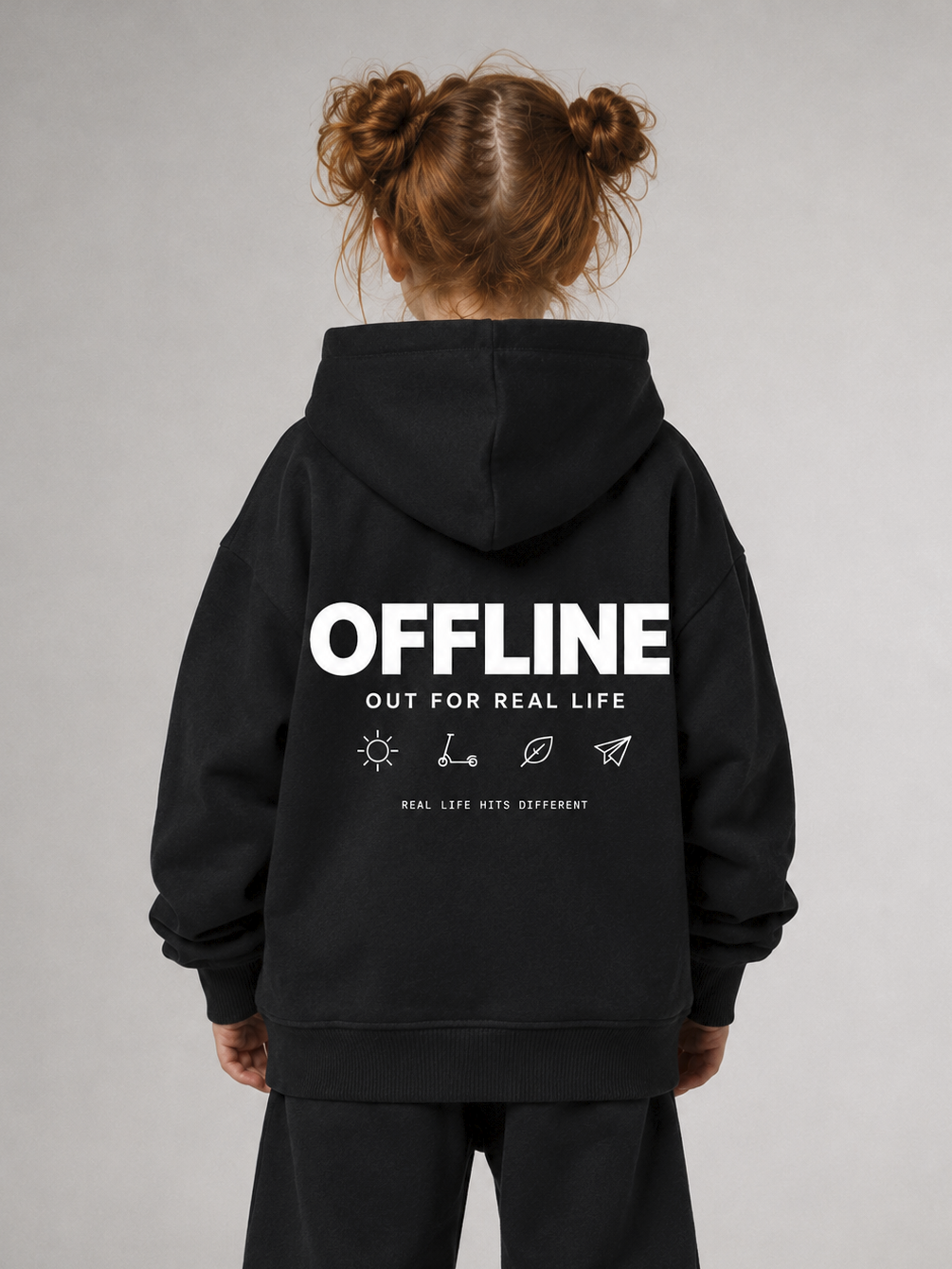 OFFLINE Oversize Hoodie in Black von BELOUD – Premium Kids-Streetwear
