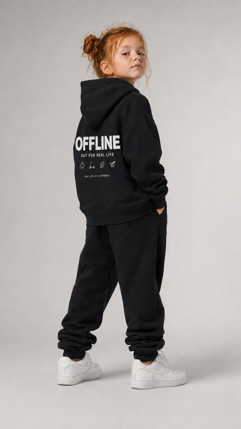 OFFLINE Oversize Hoodie in Black von BELOUD – Premium Kids-Streetwear