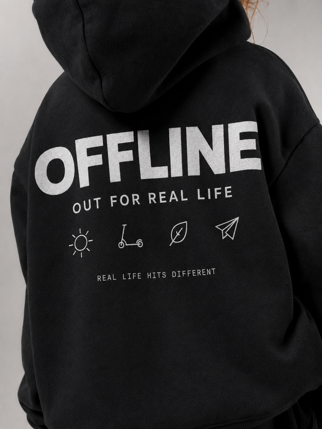 OFFLINE Oversize Hoodie in Black von BELOUD – Premium Kids-Streetwear