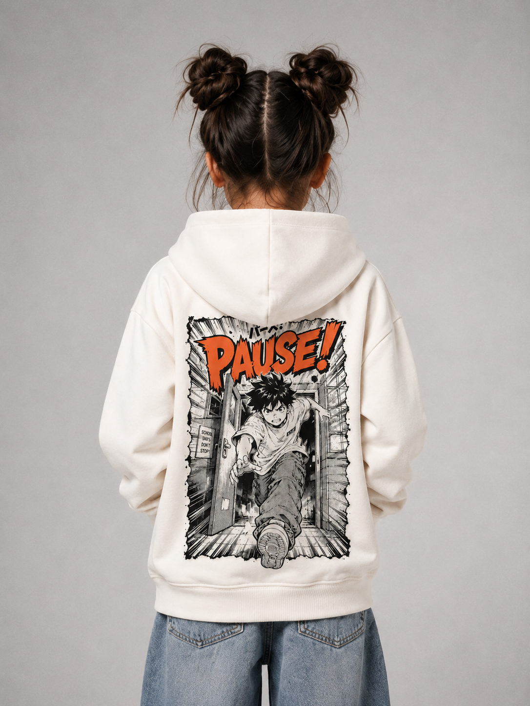 PAUSE Oversize Hoodie in Ivory von BELOUD – Premium Kids-Streetwear