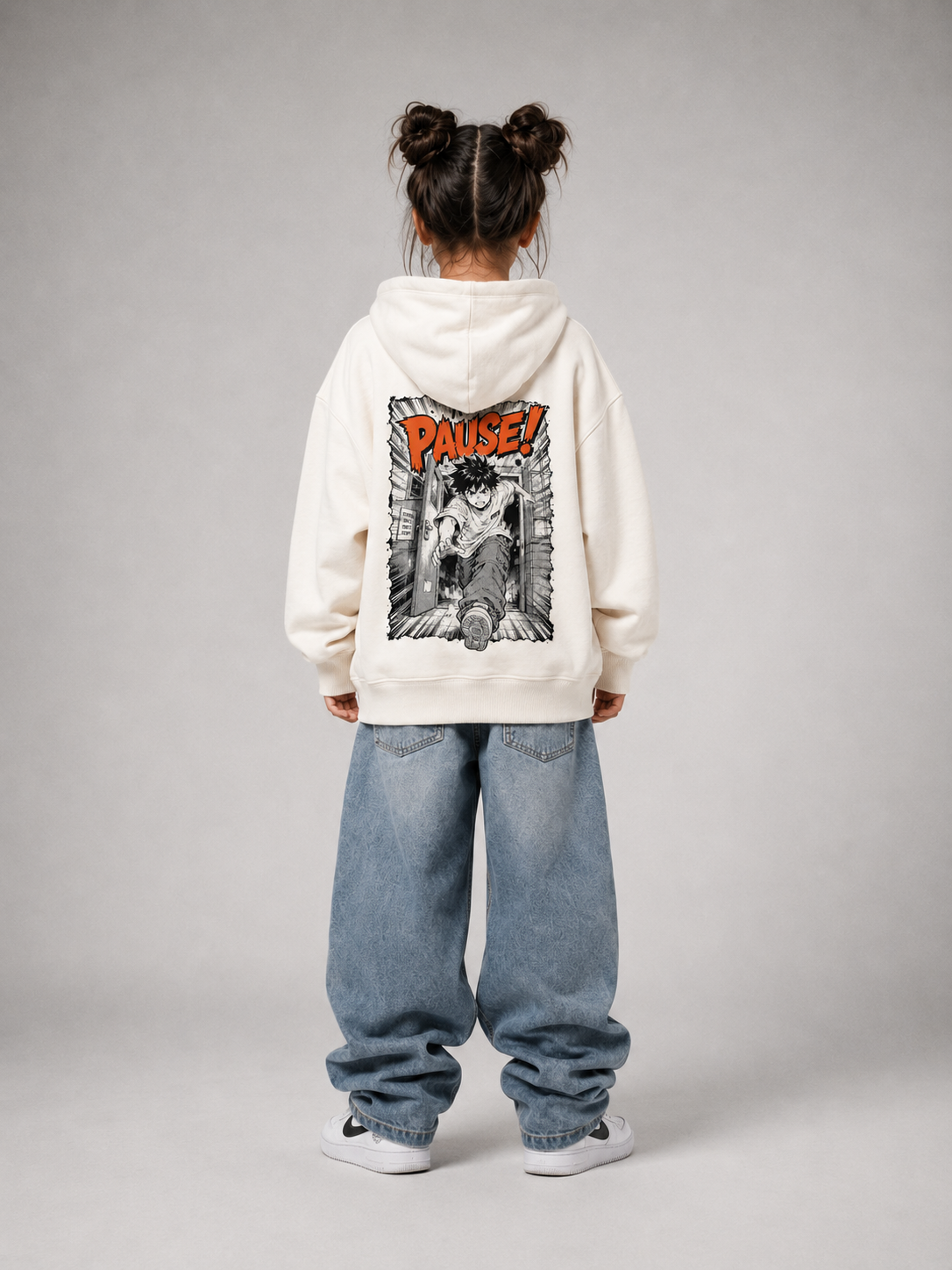 PAUSE Oversize Hoodie in Ivory von BELOUD – Premium Kids-Streetwear