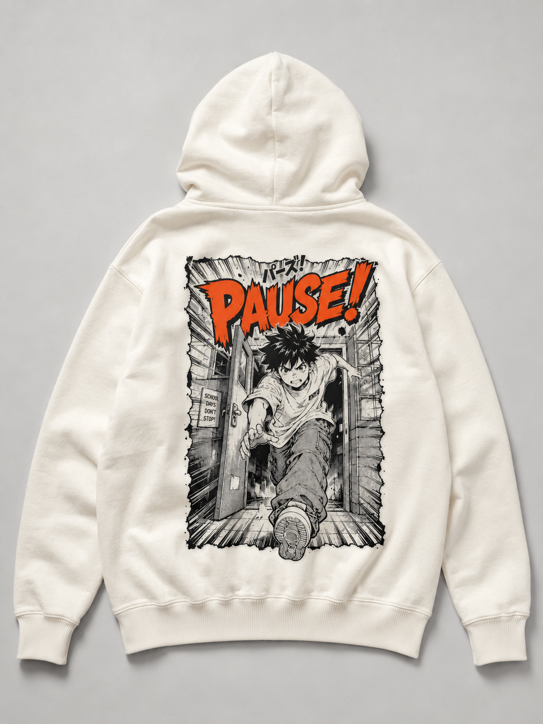PAUSE Oversize Hoodie in Ivory von BELOUD – Premium Kids-Streetwear