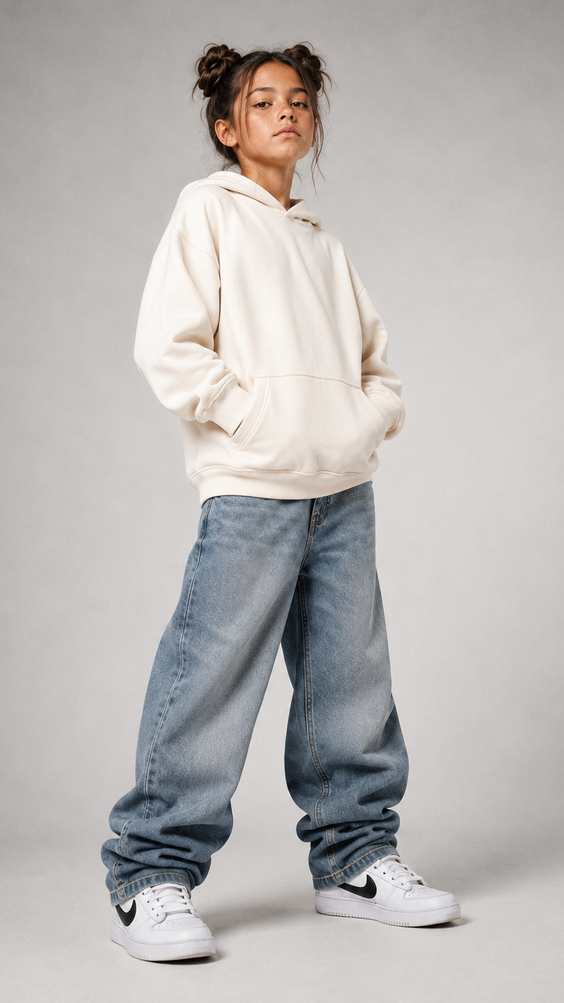 PAUSE Oversize Hoodie in Ivory von BELOUD – Premium Kids-Streetwear
