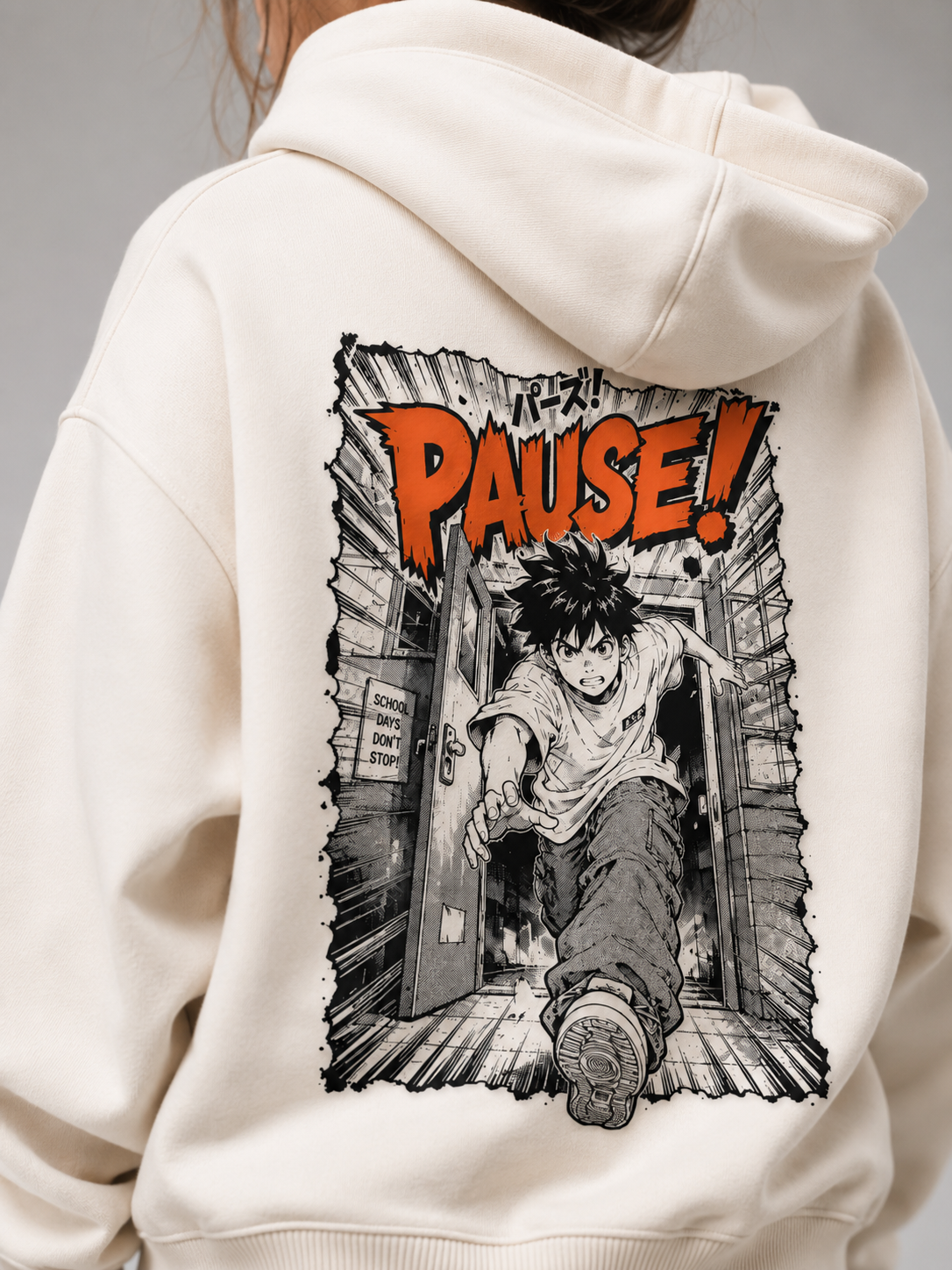 PAUSE Oversize Hoodie in Ivory von BELOUD – Premium Kids-Streetwear