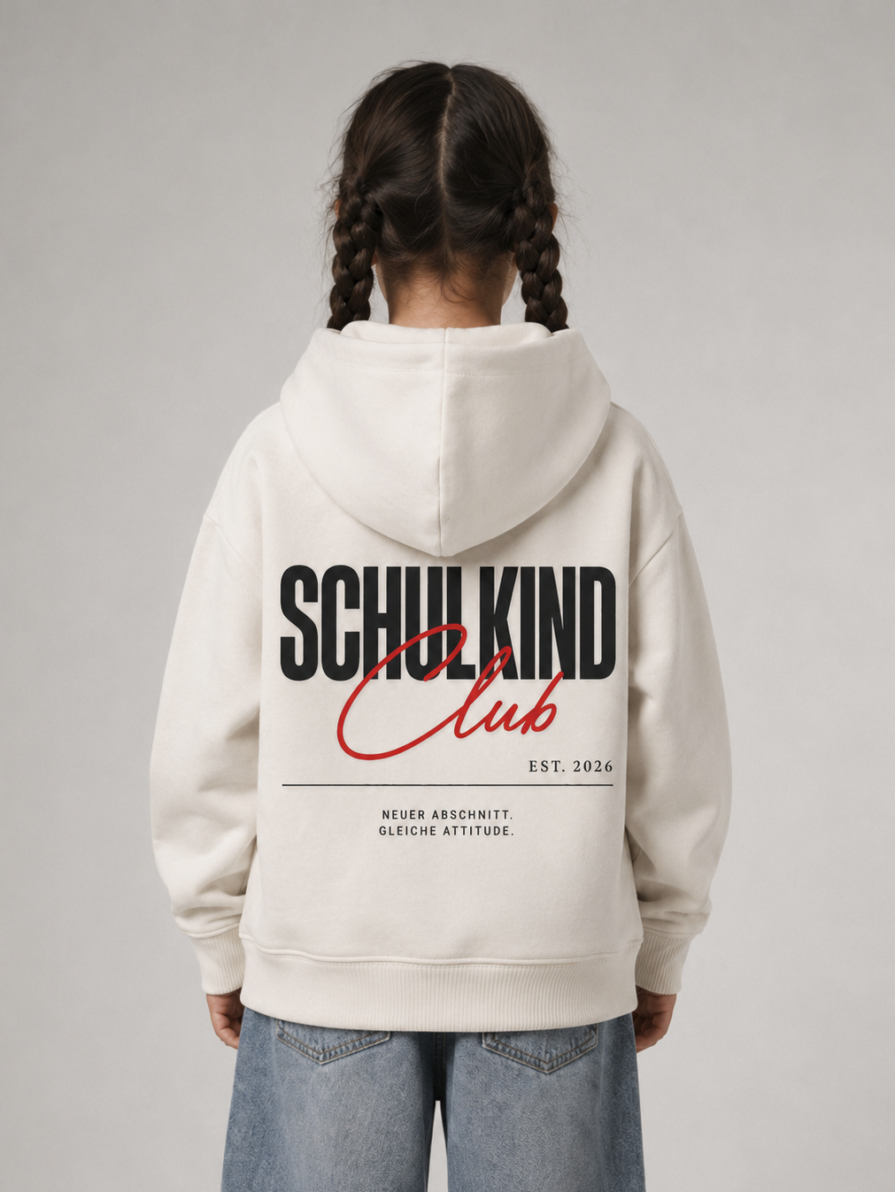 SCHULKIND CLUB Oversize Hoodie in Ivory von BELOUD – Premium Kids-Streetwear