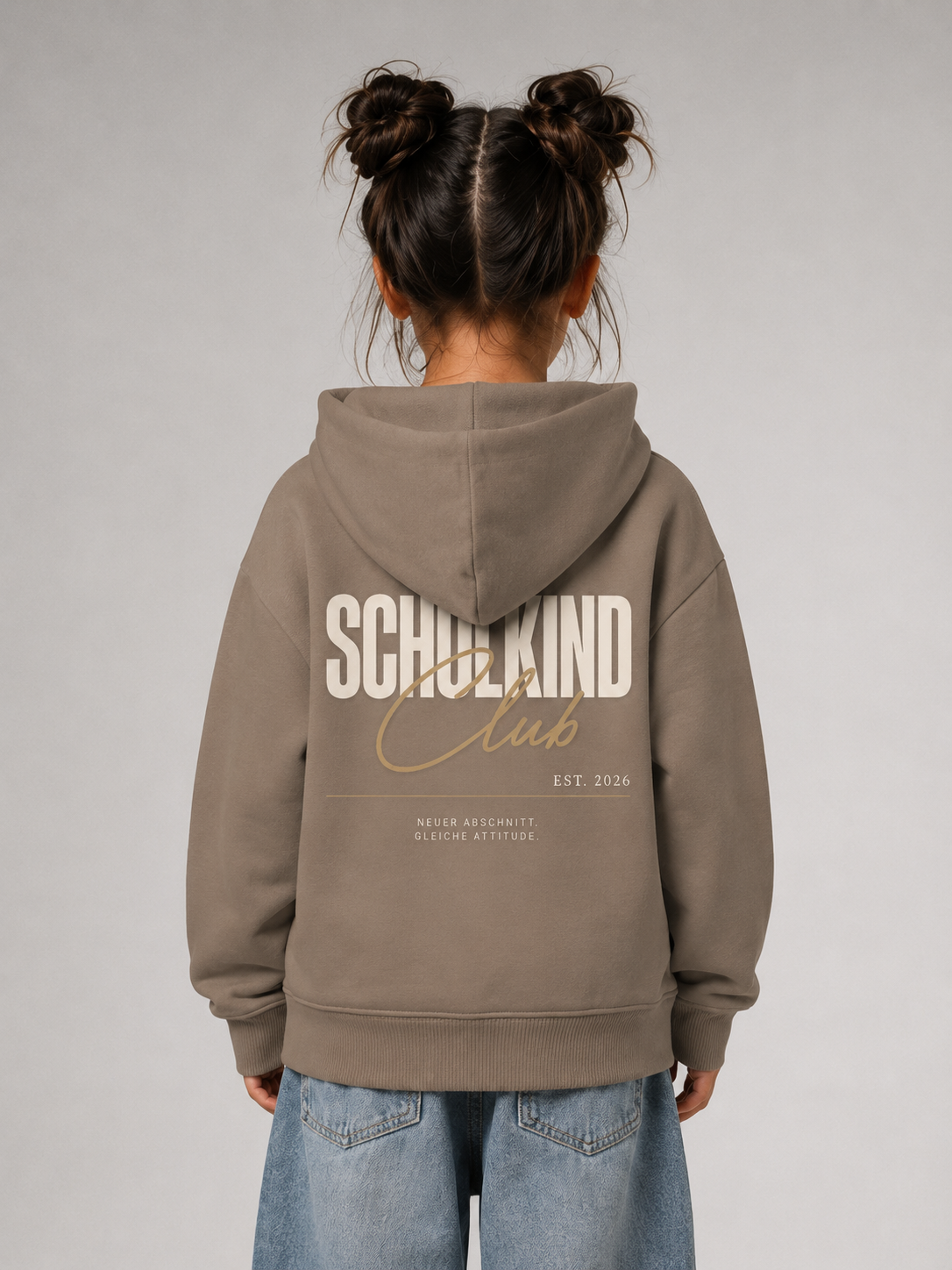 SCHULKIND CLUB Oversize Hoodie in Driftwood von BELOUD – Premium Kids-Streetwear