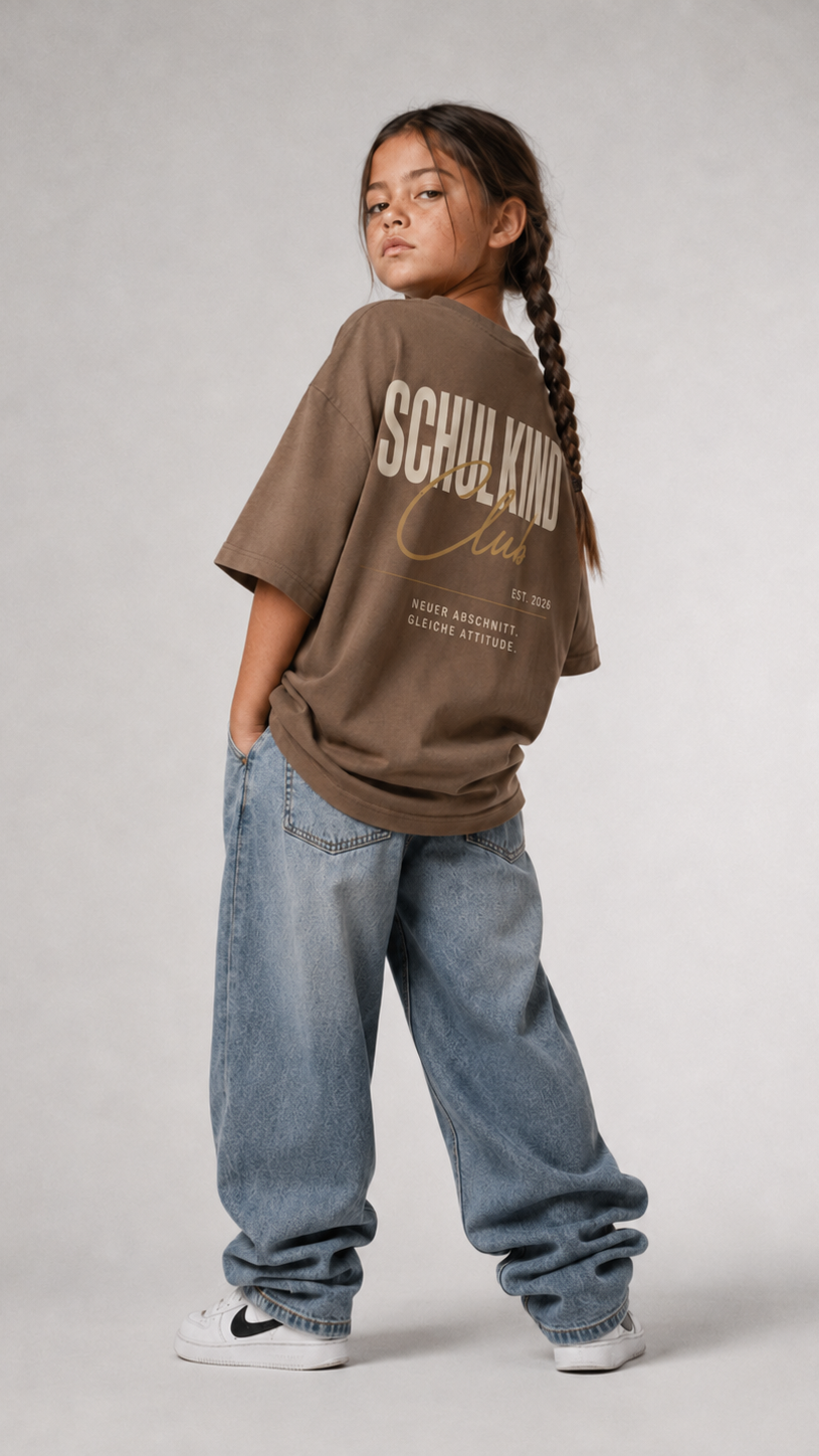 SCHULKIND CLUB Oversize Shirt in Driftwood von BELOUD – Premium Kids-Streetwear